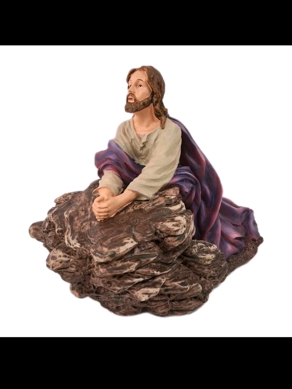 Praying Figurine with Purple Cloak and Beige Tunic